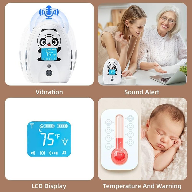 TimeFlys Audio Baby Monitor Mustang Panda, Both Unit Portable, Talk Back Intercom, Long Range up to 1000 ft, Temperature Monitoring and Warning, Lullabies, Vibration, LCD Display, Night Light - Image 5